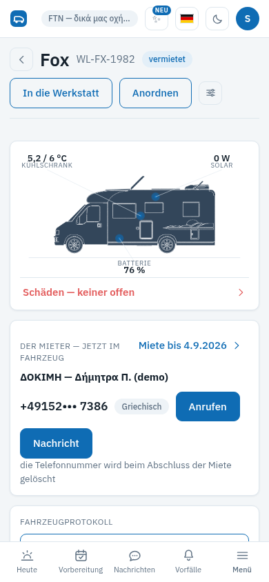 Die Seite des Mieters